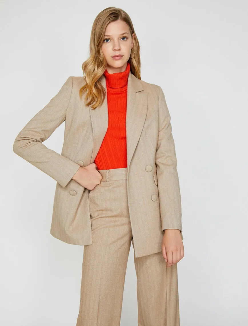 14911 Beige Double-breasted Jacket