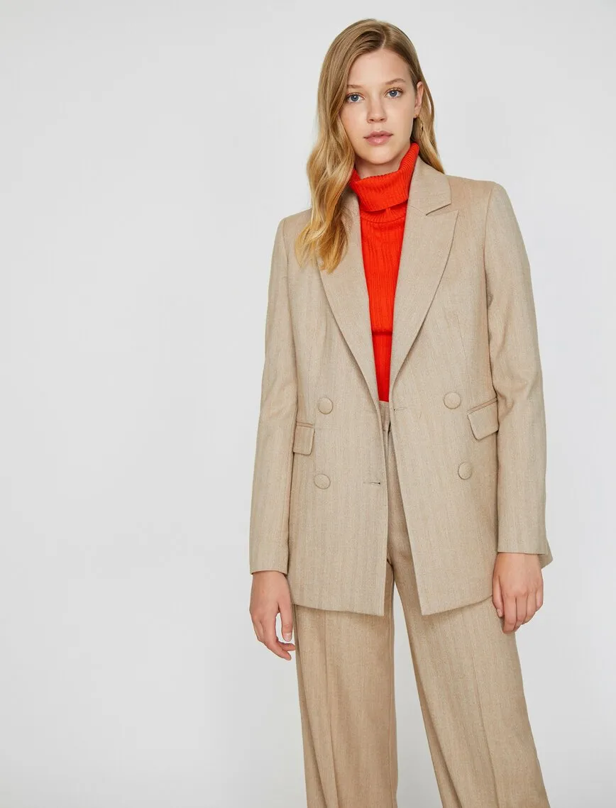 14911 Beige Double-breasted Jacket