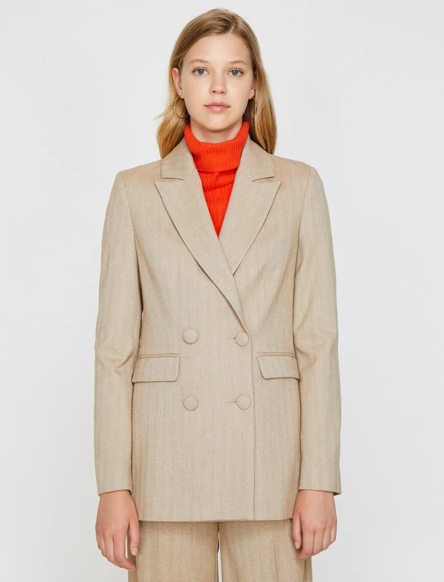14911 Beige Double-breasted Jacket