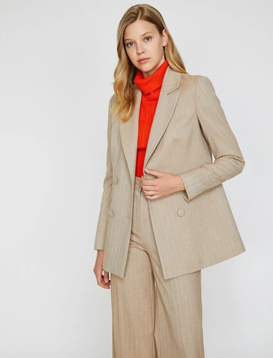 14911 Beige Double-breasted Jacket
