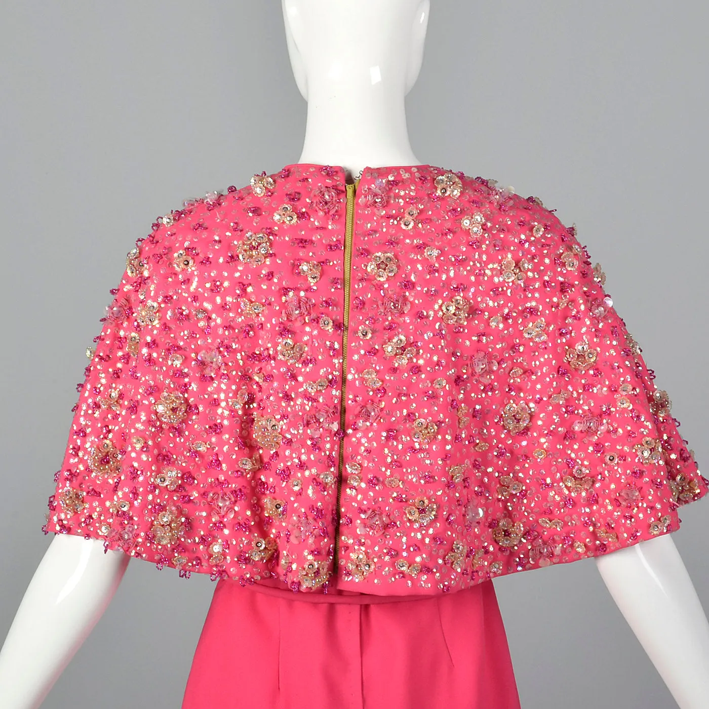 1960s Pink Dress with Matching Beaded Cape