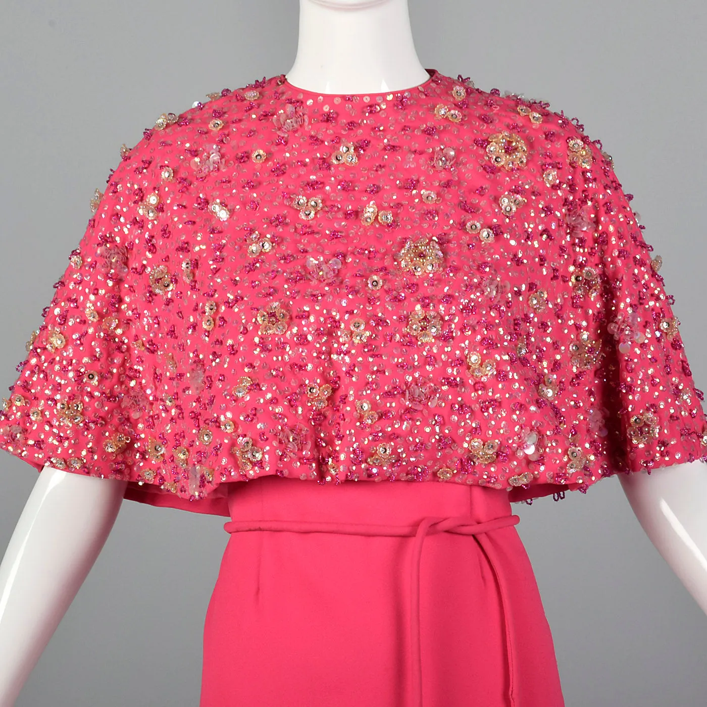 1960s Pink Dress with Matching Beaded Cape