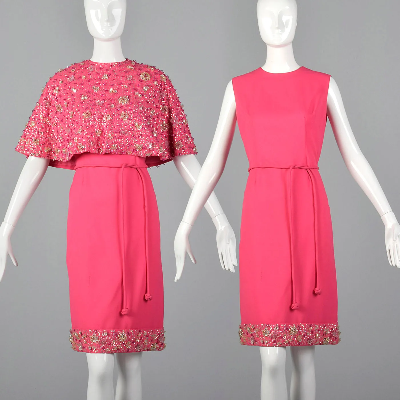 1960s Pink Dress with Matching Beaded Cape