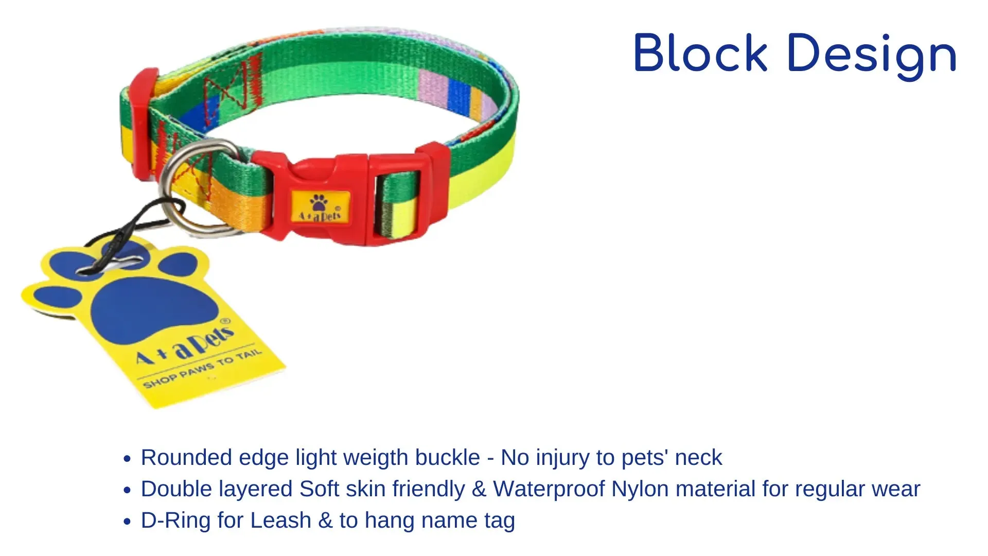 A A Pets' Skin Friendly Collar In Block Design
