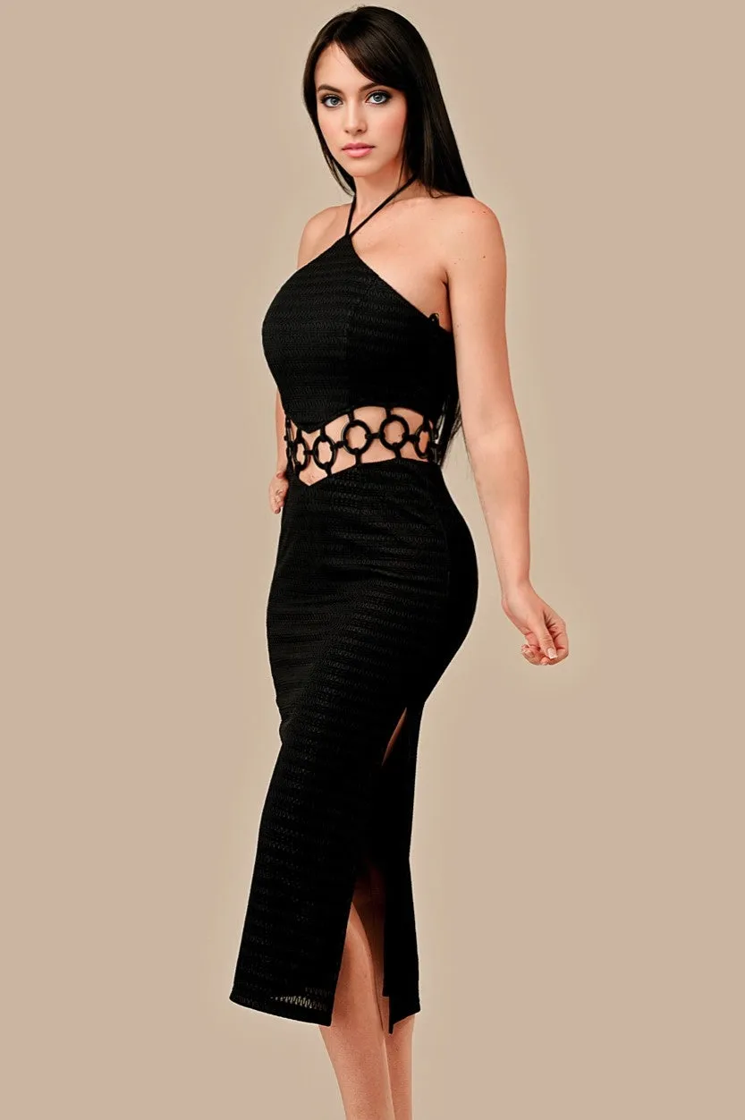 AD4167E / PATTERN KNIT & HARD WARE TRIM DETAIL DRESS