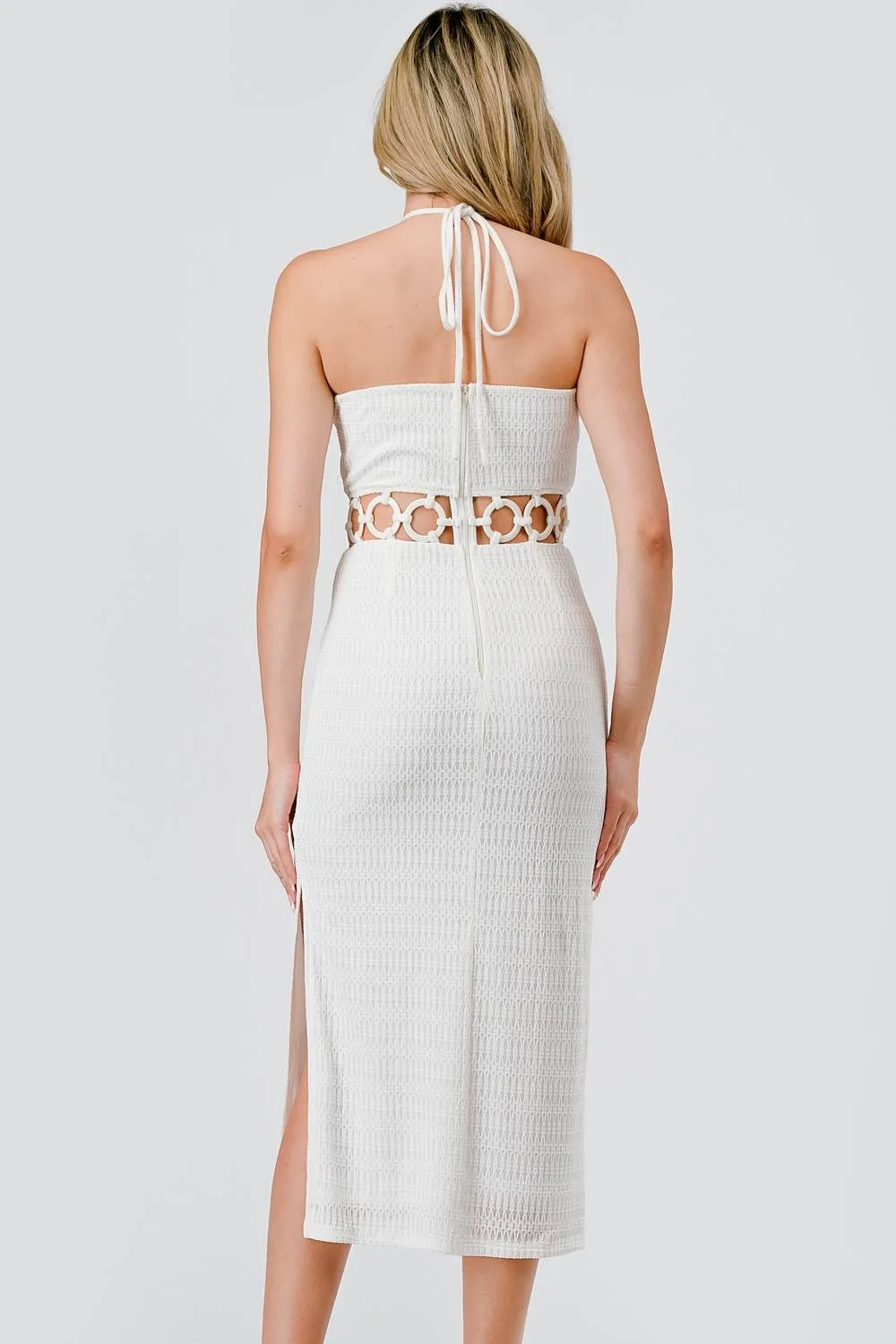 AD4167E / PATTERN KNIT & HARD WARE TRIM DETAIL DRESS