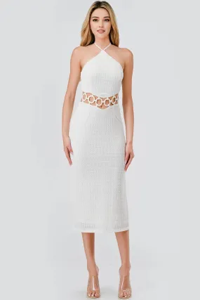 AD4167E / PATTERN KNIT & HARD WARE TRIM DETAIL DRESS