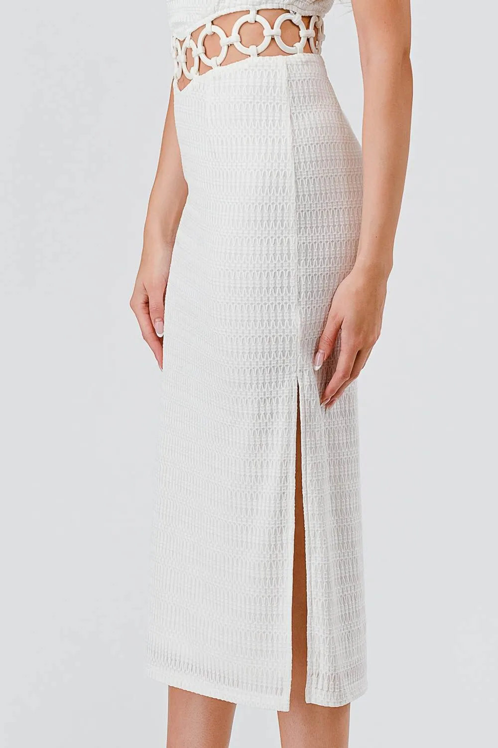 AD4167E / PATTERN KNIT & HARD WARE TRIM DETAIL DRESS