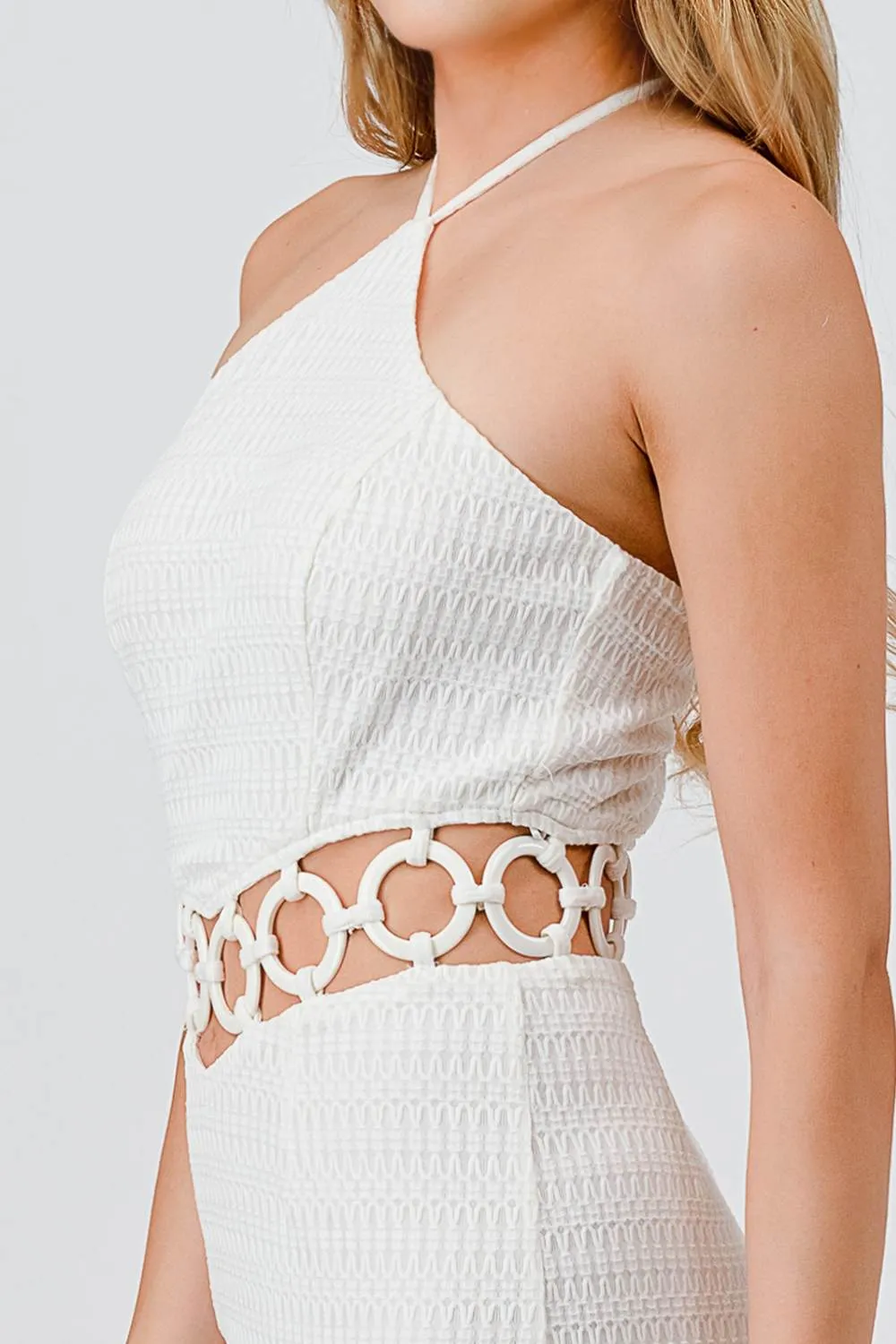 AD4167E / PATTERN KNIT & HARD WARE TRIM DETAIL DRESS
