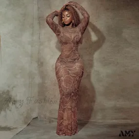 Amy Fashion - Club Bodycon See Through Long Dress