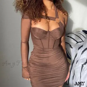 Amy Fashion - Ruched Bodycon Vestidos Backless Sexy Party Dresses