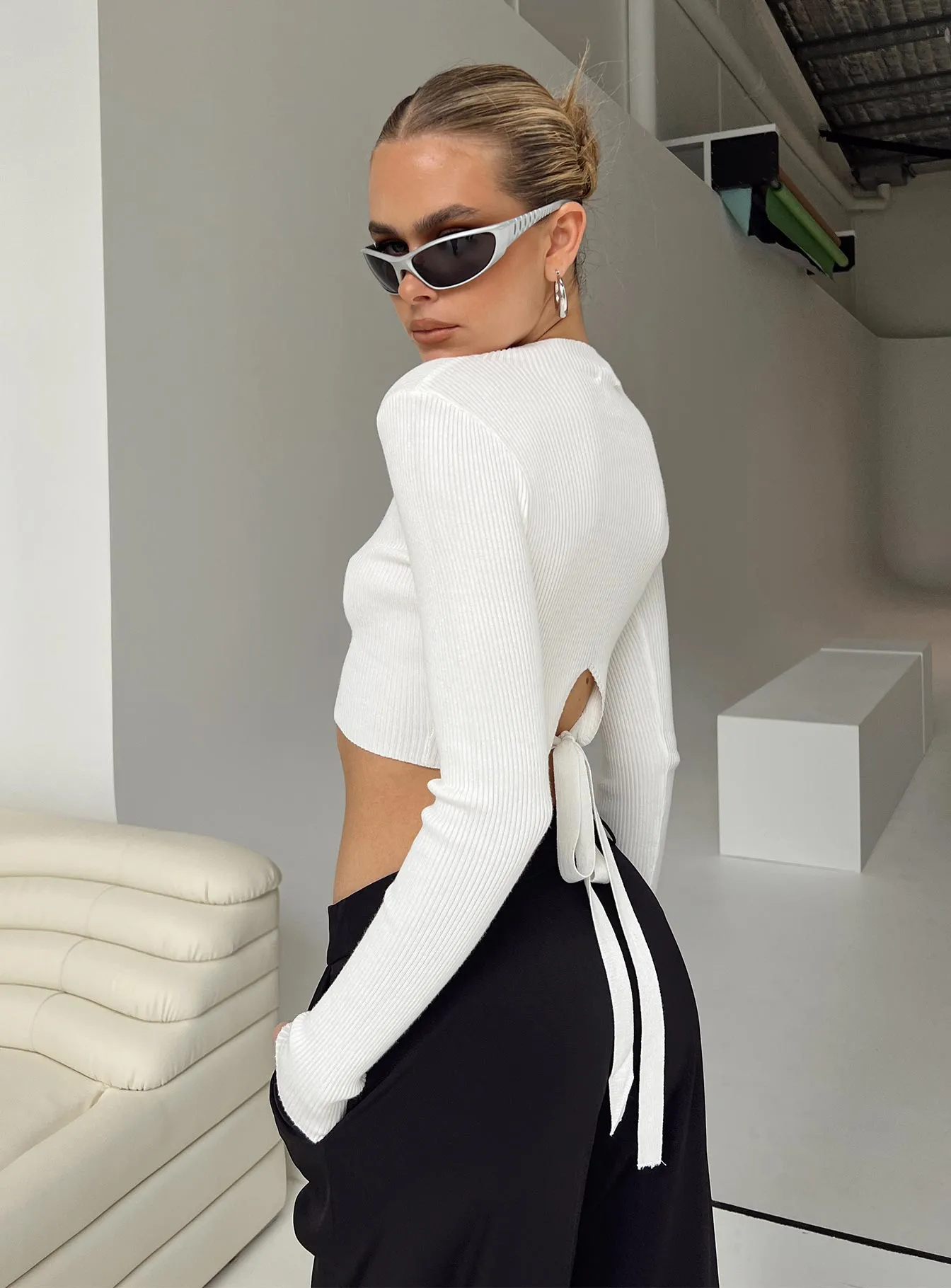 Arthur Long Sleeve Top White