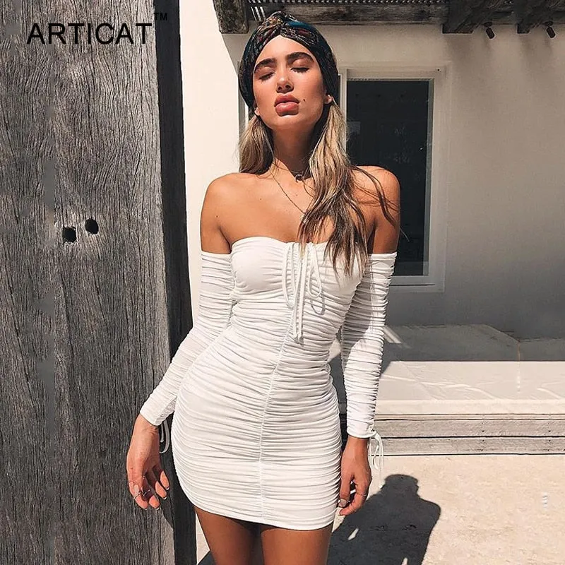 Articat Women Autumn Winter Bandage Dress 2018 Sexy Party Dresses