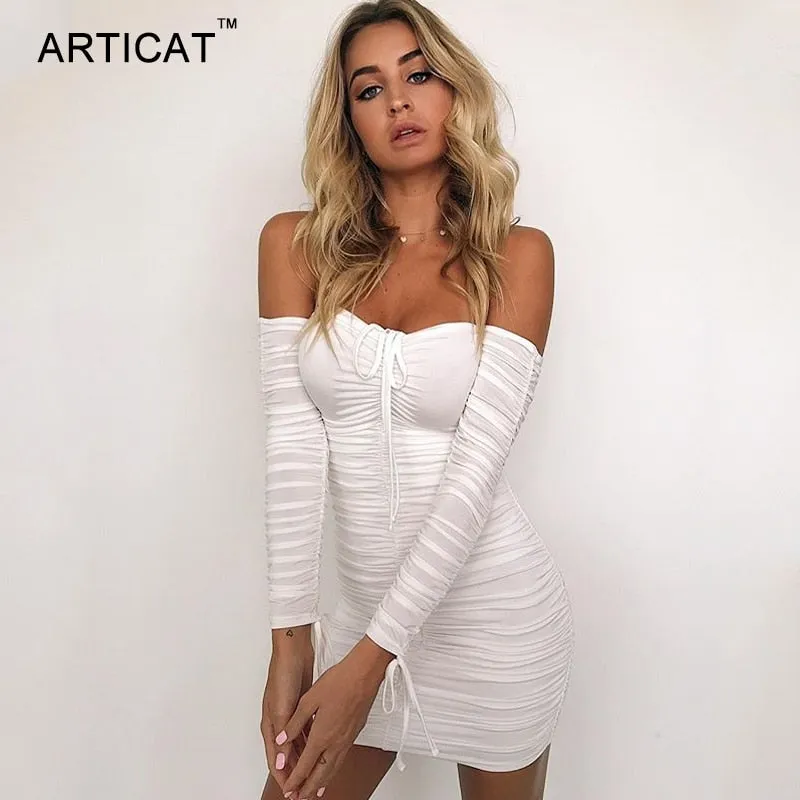Articat Women Autumn Winter Bandage Dress 2018 Sexy Party Dresses