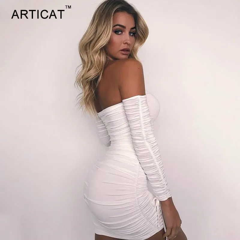 Articat Women Autumn Winter Bandage Dress 2018 Sexy Party Dresses