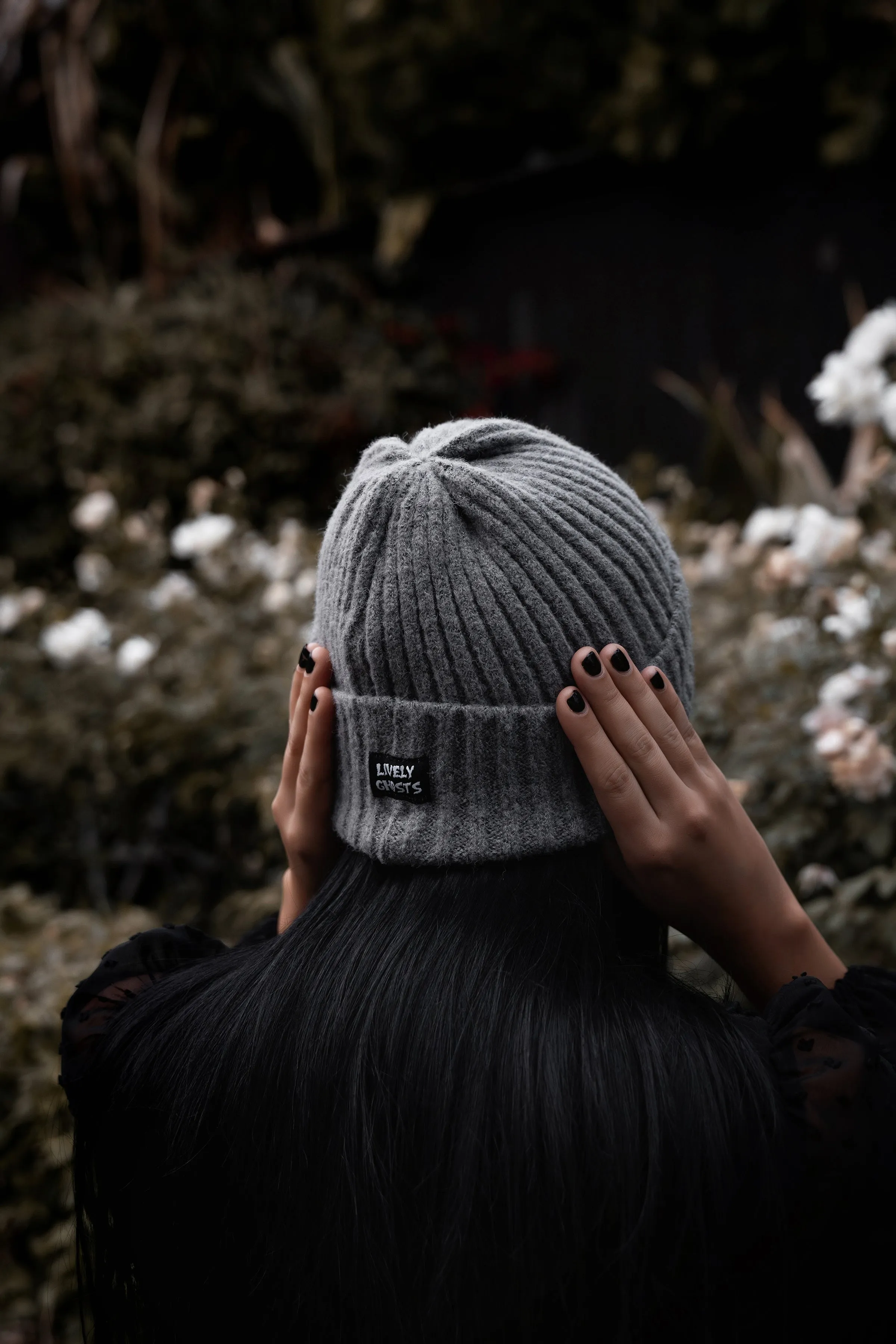 Autumn Grey | Ghostie Embroidered & Reversible Knit Beanie