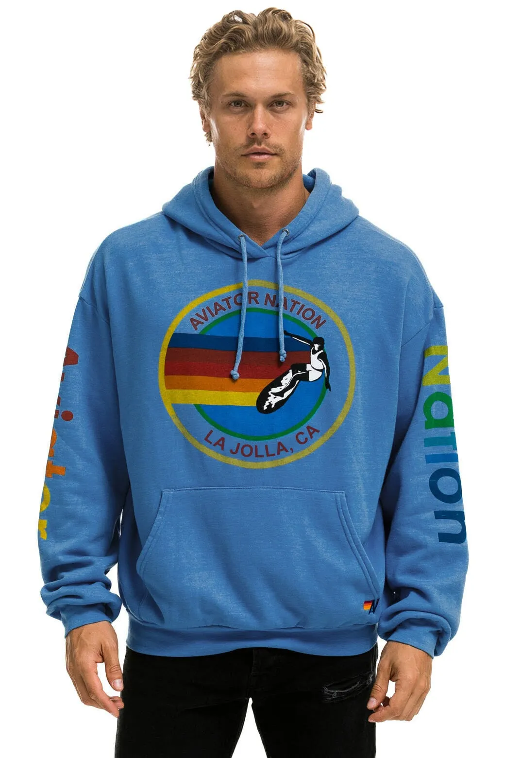 AVIATOR NATION LA JOLLA RELAXED PULLOVER HOODIE - COBALT