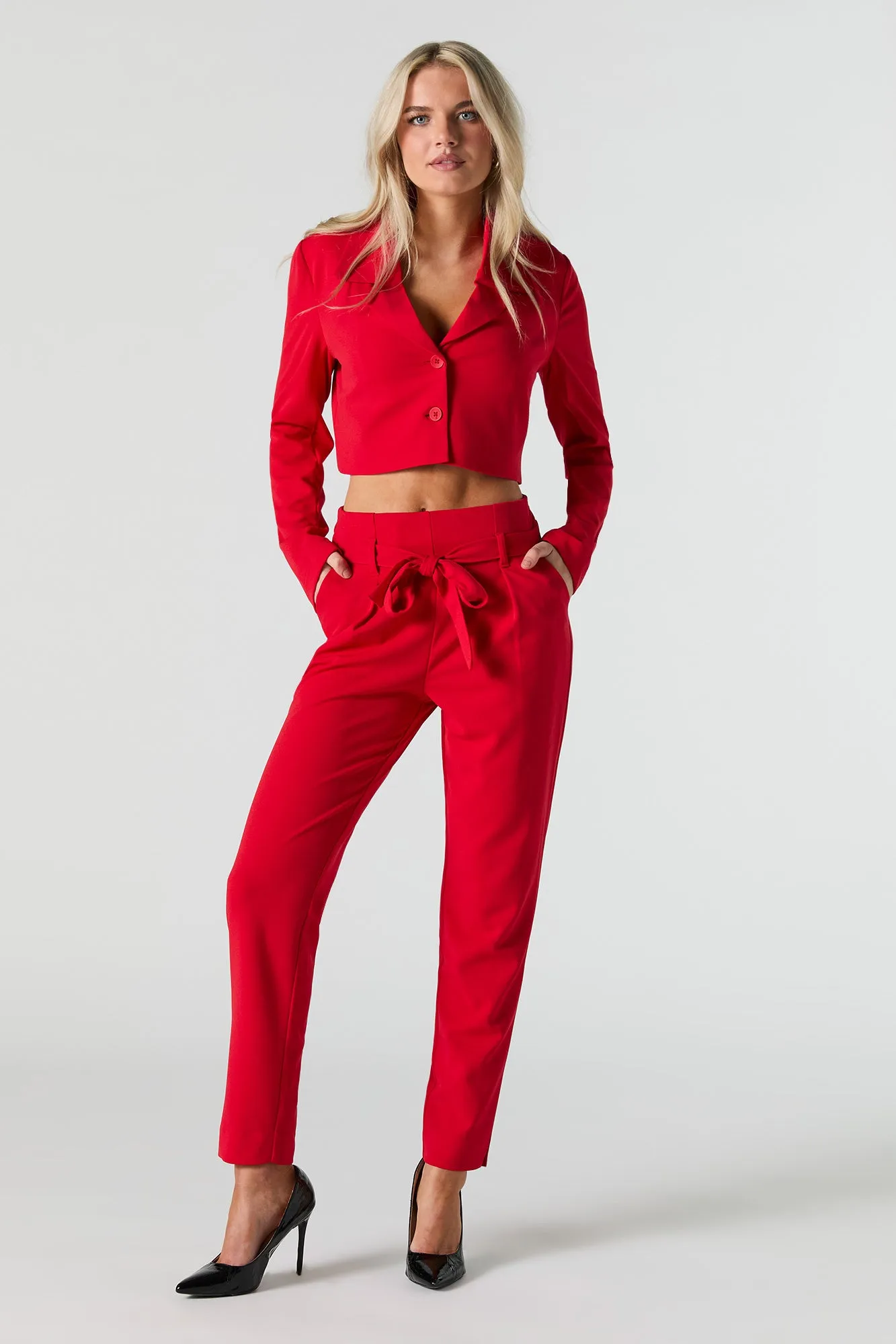 Belted Slim Dress Pant