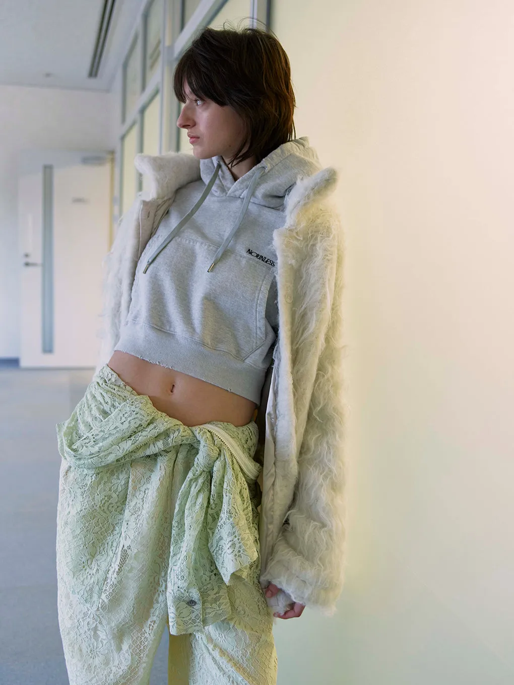 BIG COLLAR KNIT FUR JACKET
