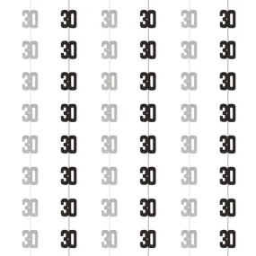 Birthday Glitz Black & Silver 30th Hanging Decorations - 1.52m - Pack of 6