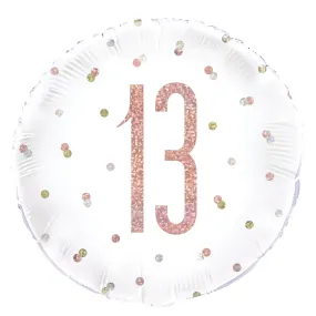 Birthday Glitz Rose Gold 13th Prismatic Foil Balloon - 18"