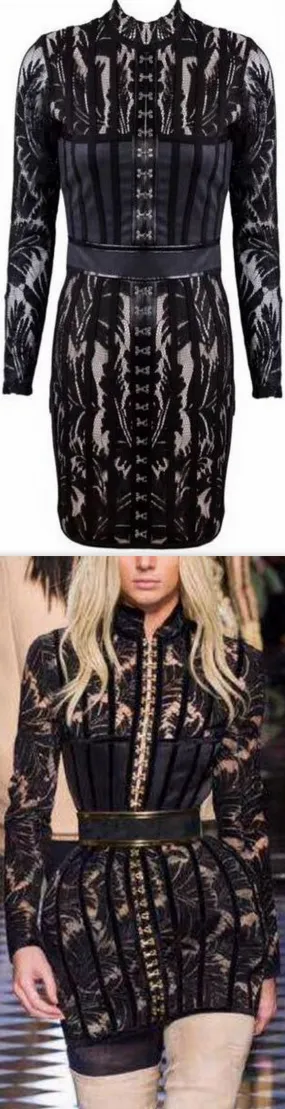 Black Corset Lace Stretchy Bodycon Mini Dress