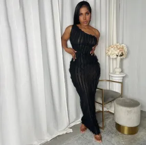 Black Delilah Ripple Effect Seamless Maxi Dress