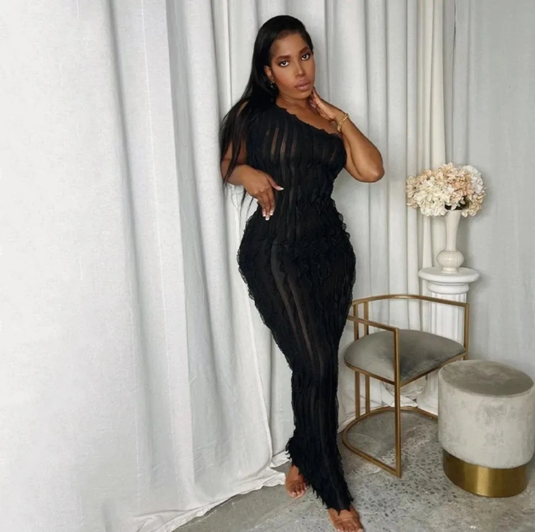 Black Delilah Ripple Effect Seamless Maxi Dress