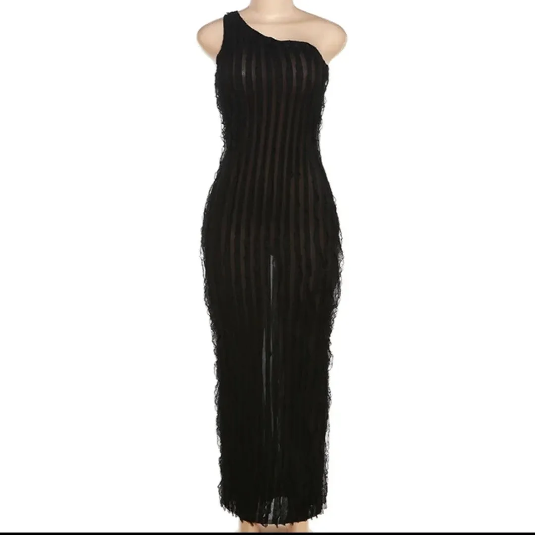 Black Delilah Ripple Effect Seamless Maxi Dress