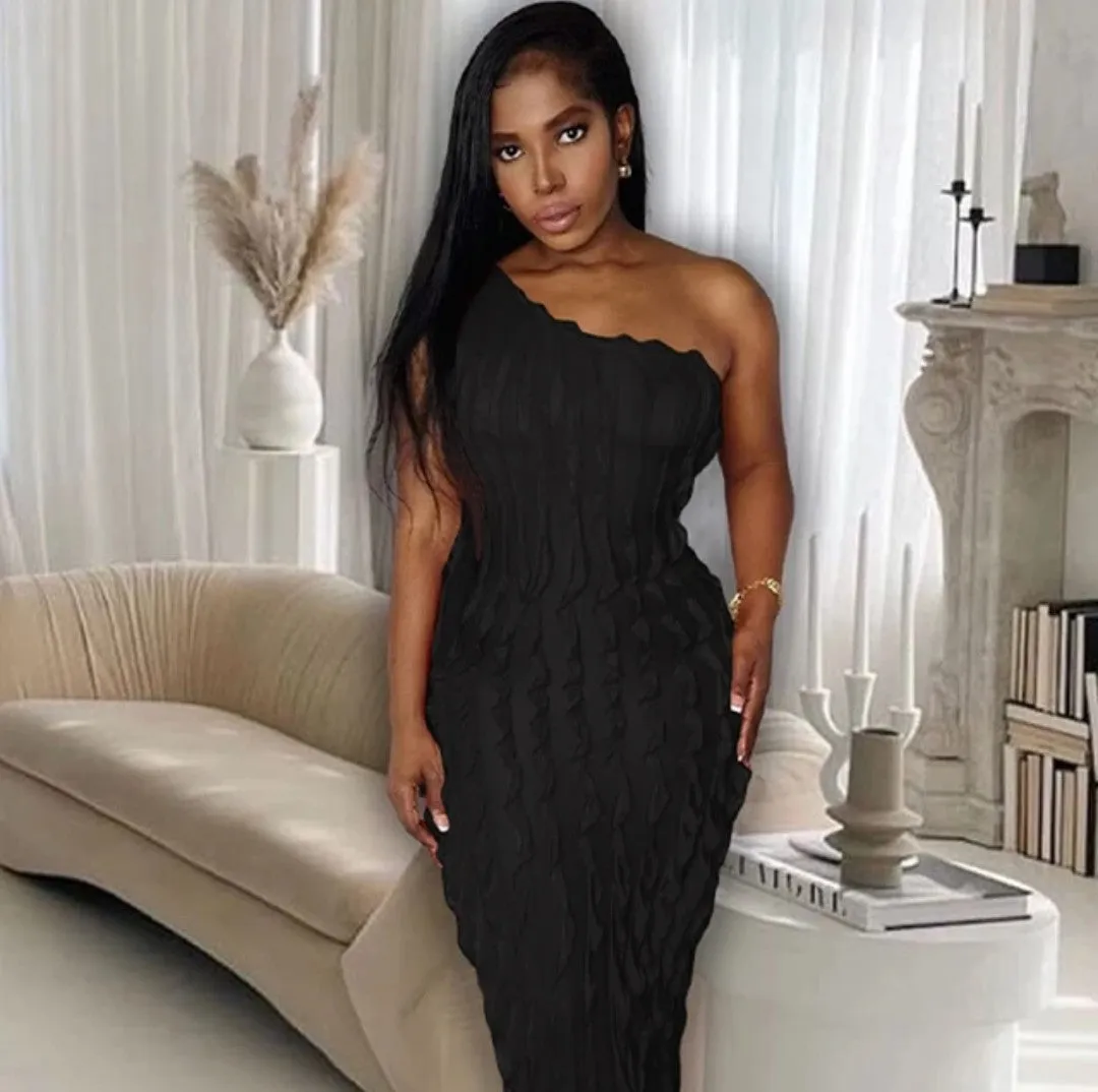 Black Delilah Ripple Effect Seamless Maxi Dress