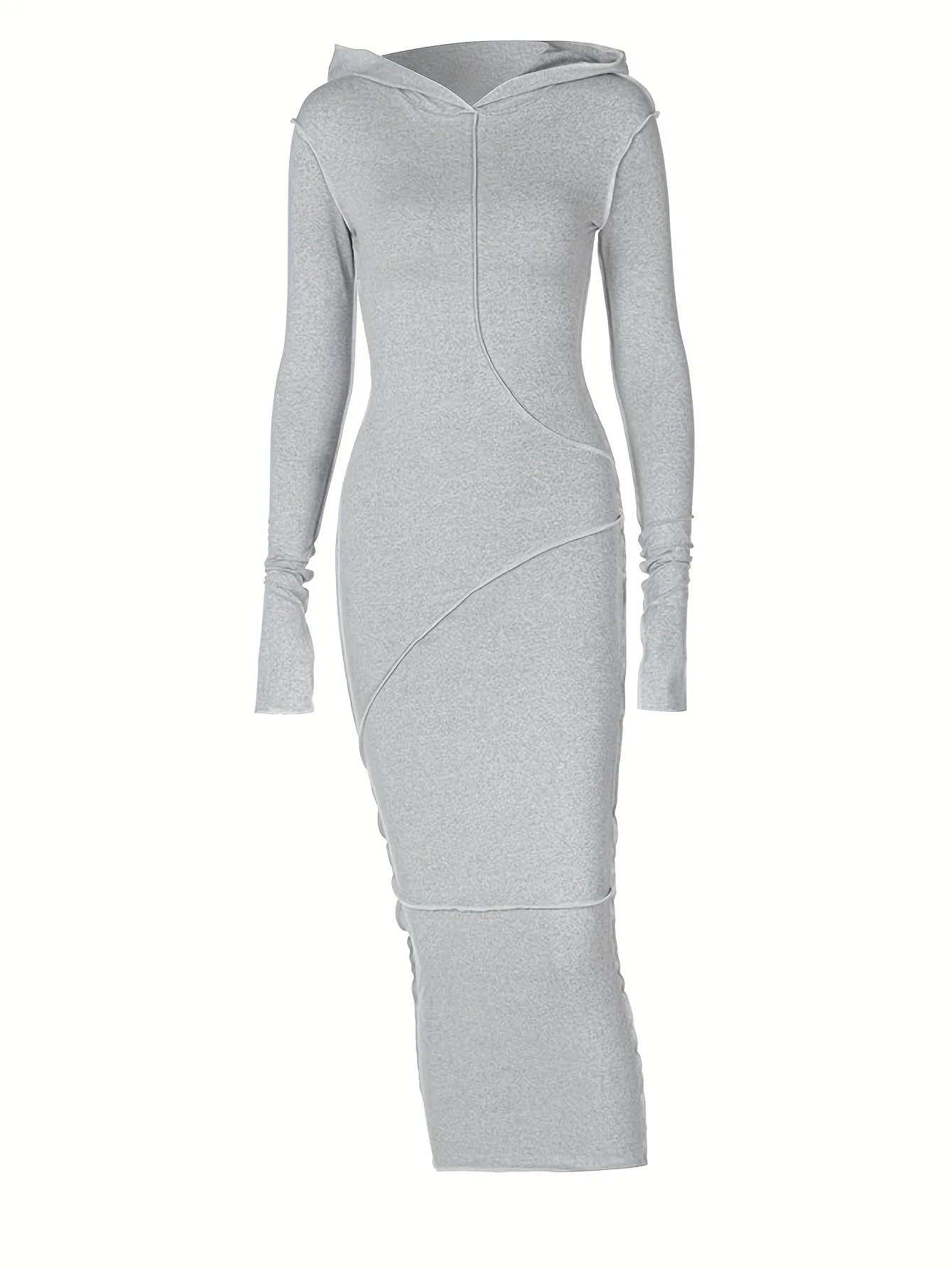 Black Knit Maxi Dress with Unique Seams
