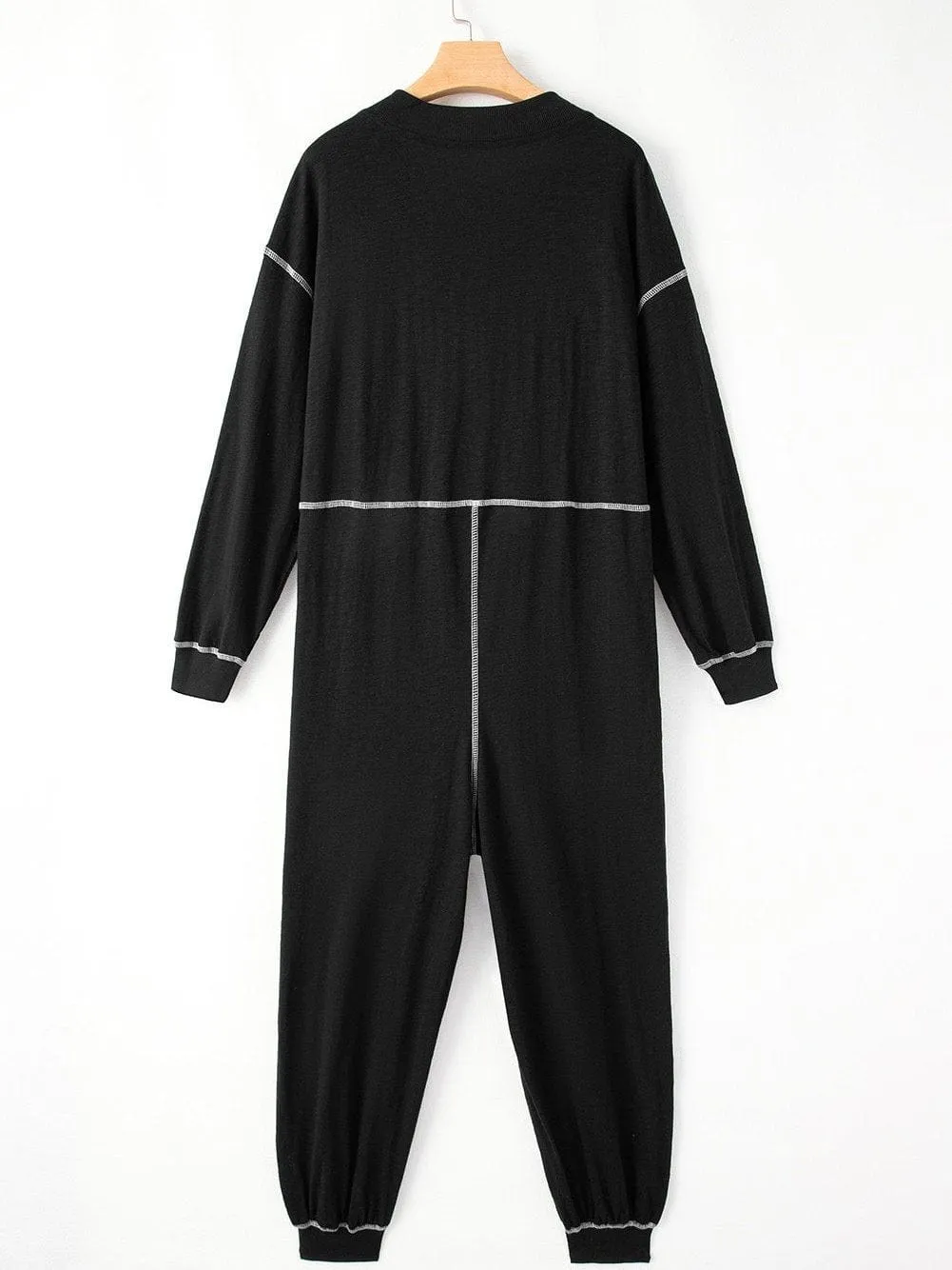 Black Knit Maxi Dress with Unique Seams