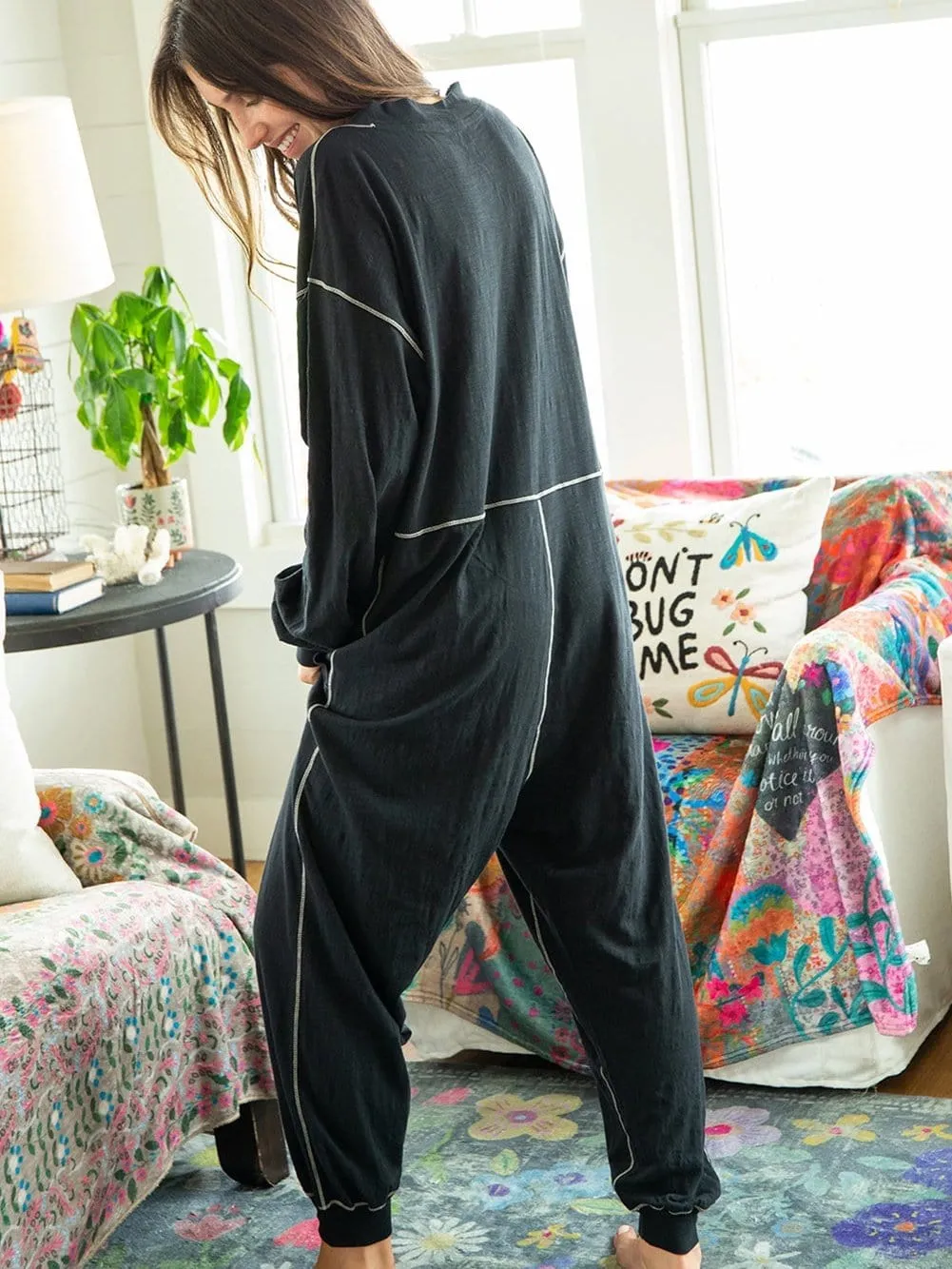 Black Knit Maxi Dress with Unique Seams