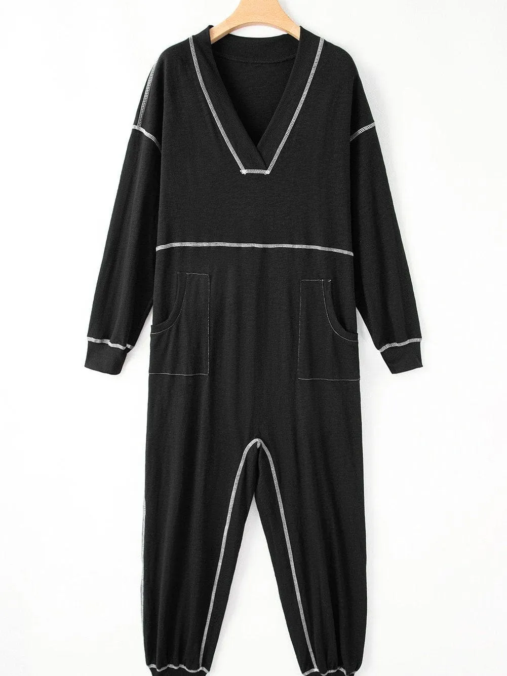 Black Knit Maxi Dress with Unique Seams