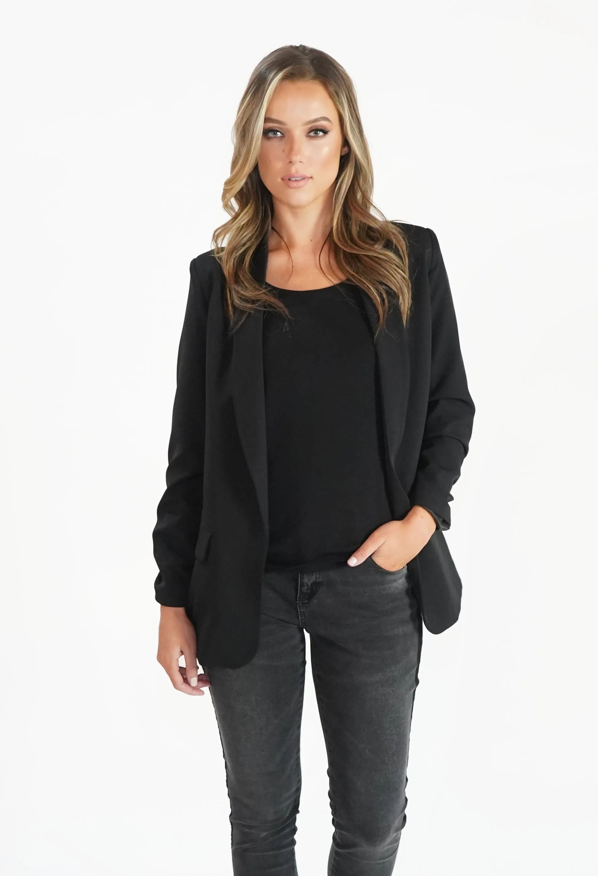 Black Open Blazer-1