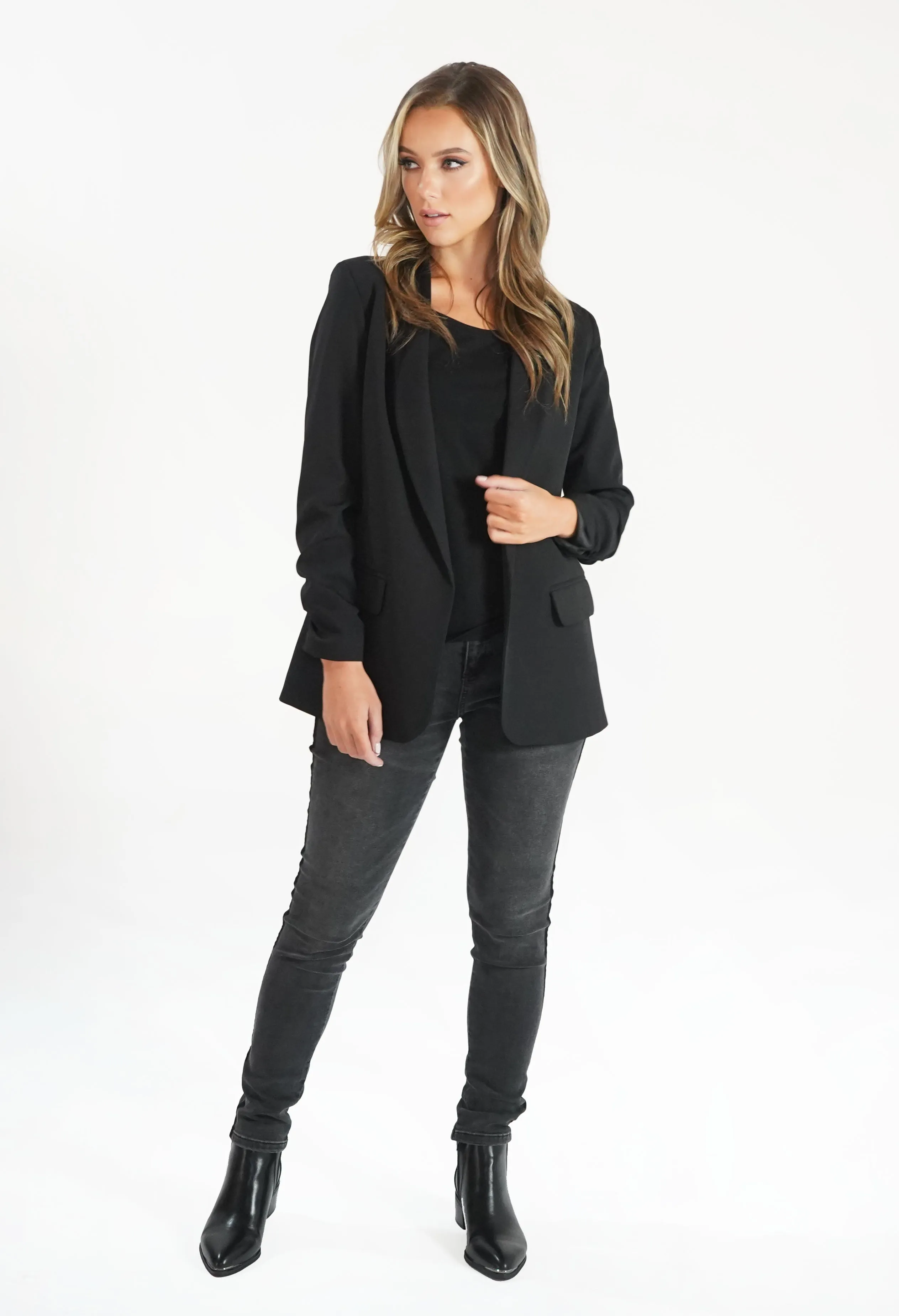 Black Open Blazer-1