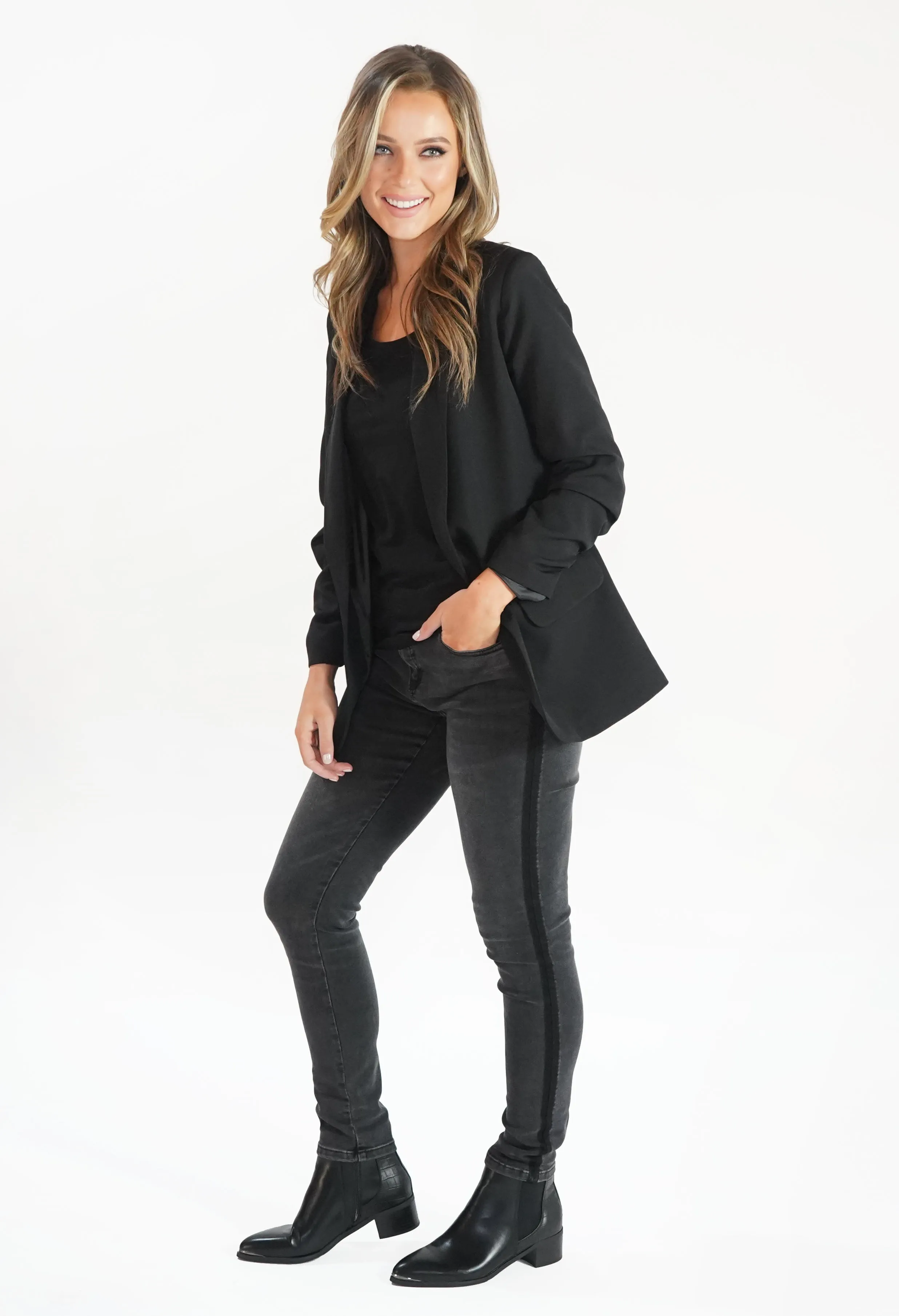 Black Open Blazer-1