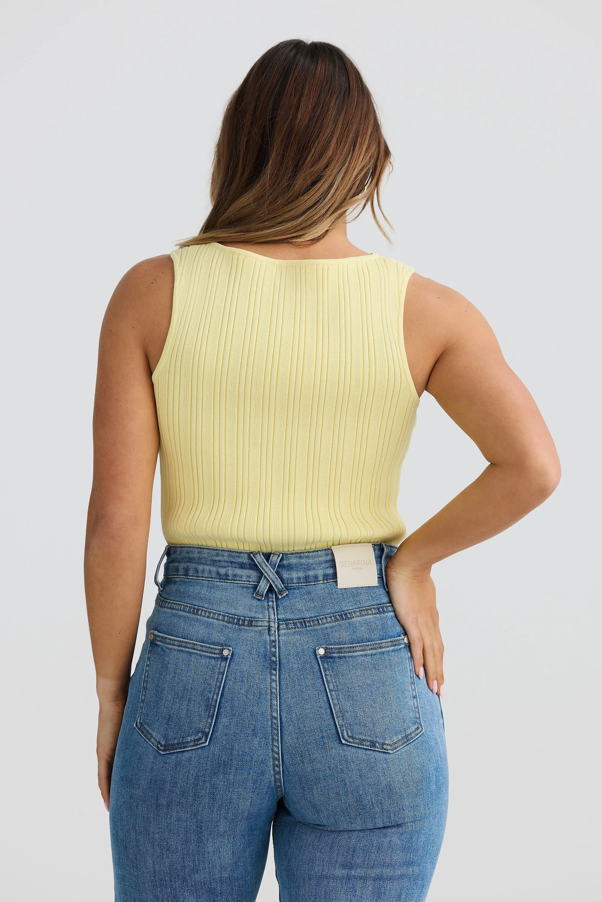 Boat Neck Knit Top - Lemon