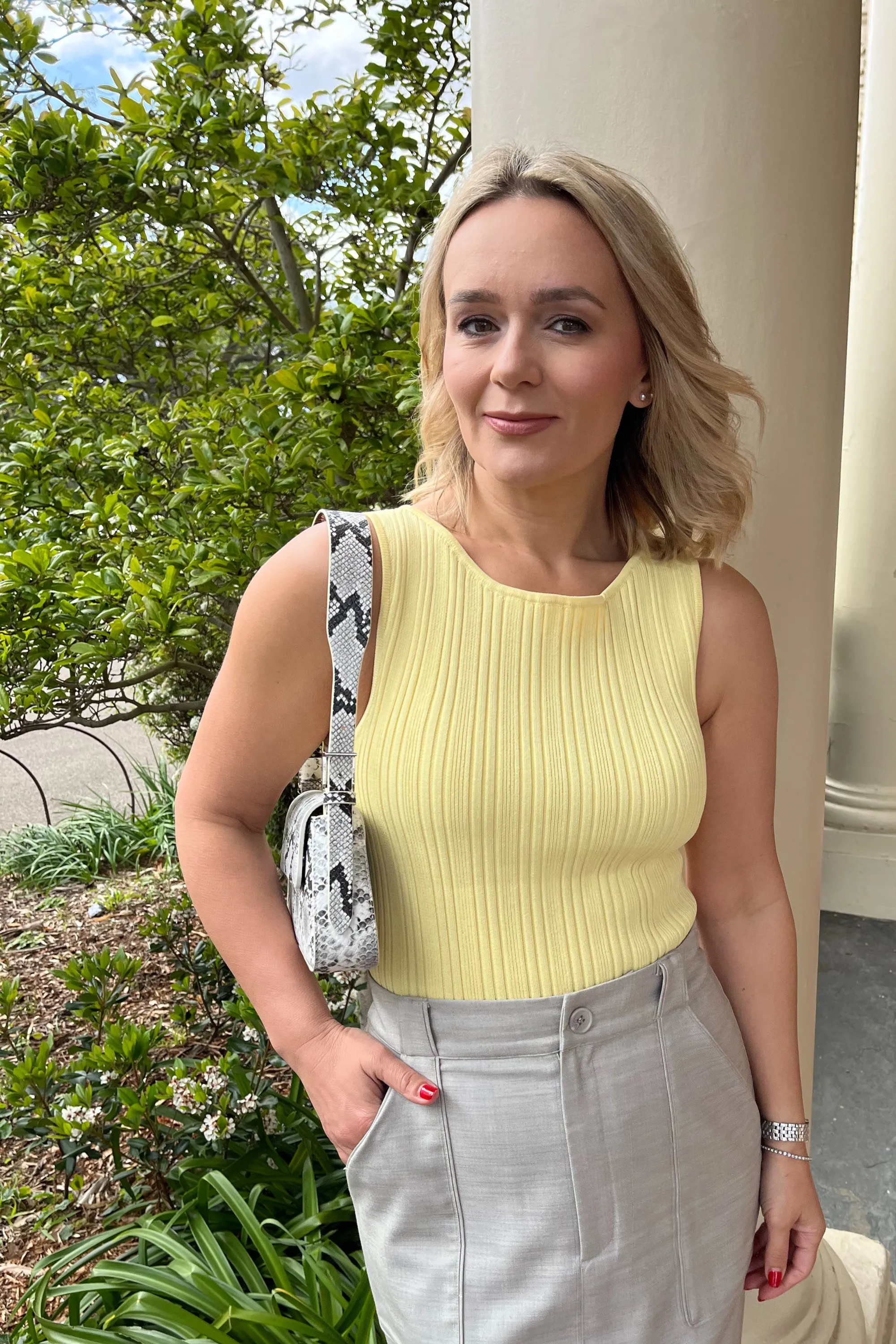Boat Neck Knit Top - Lemon