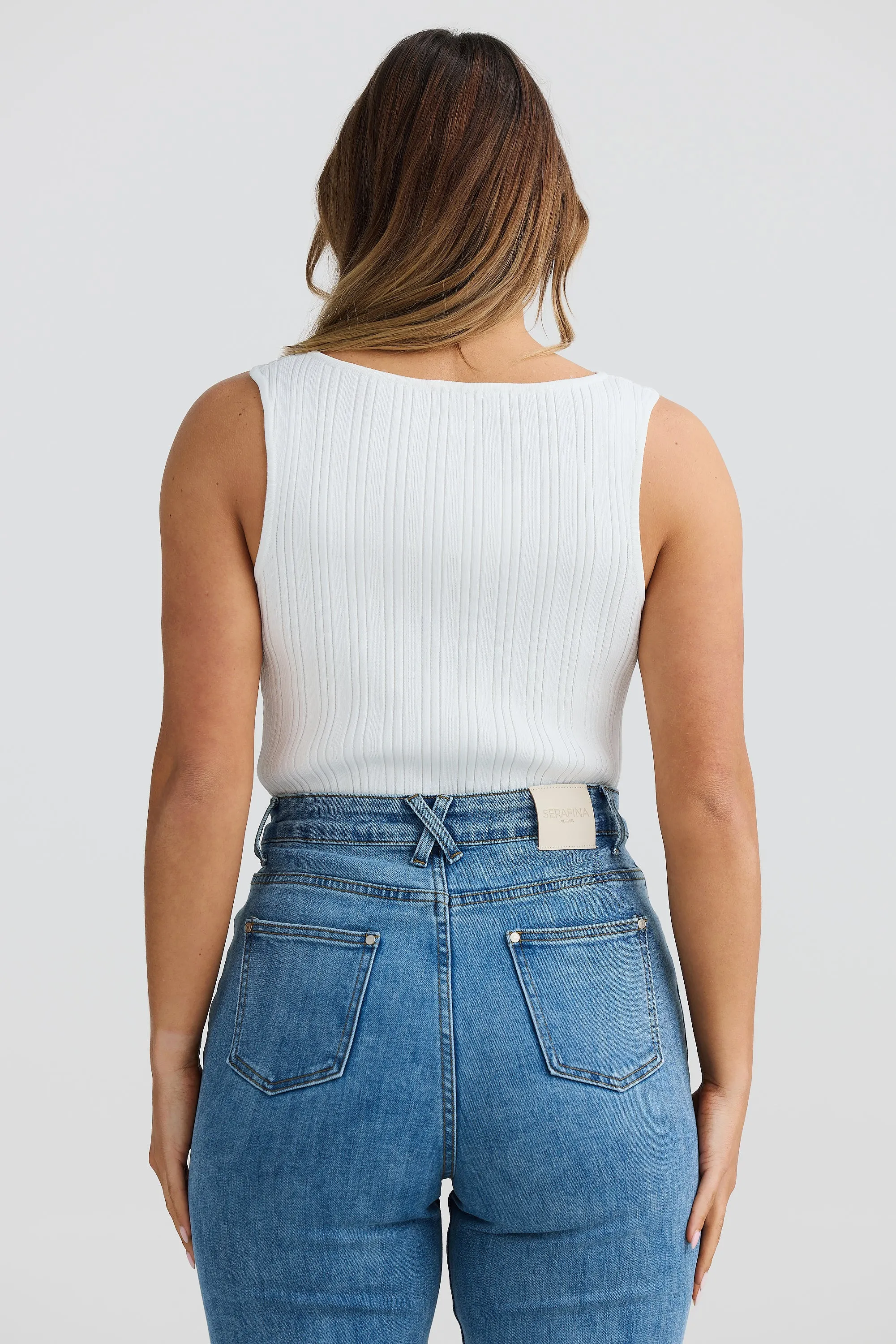 Boat Neck Knit Top - White