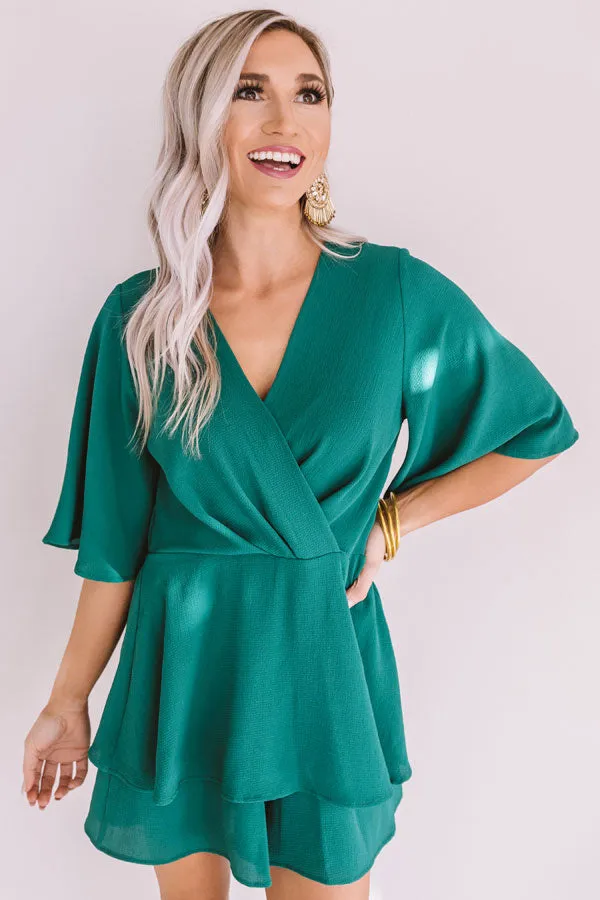 Bubbly Backstage Romper In Hunter Green
