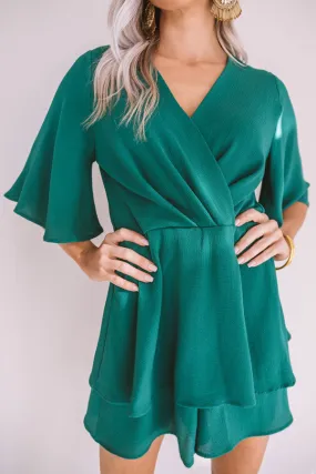 Bubbly Backstage Romper In Hunter Green
