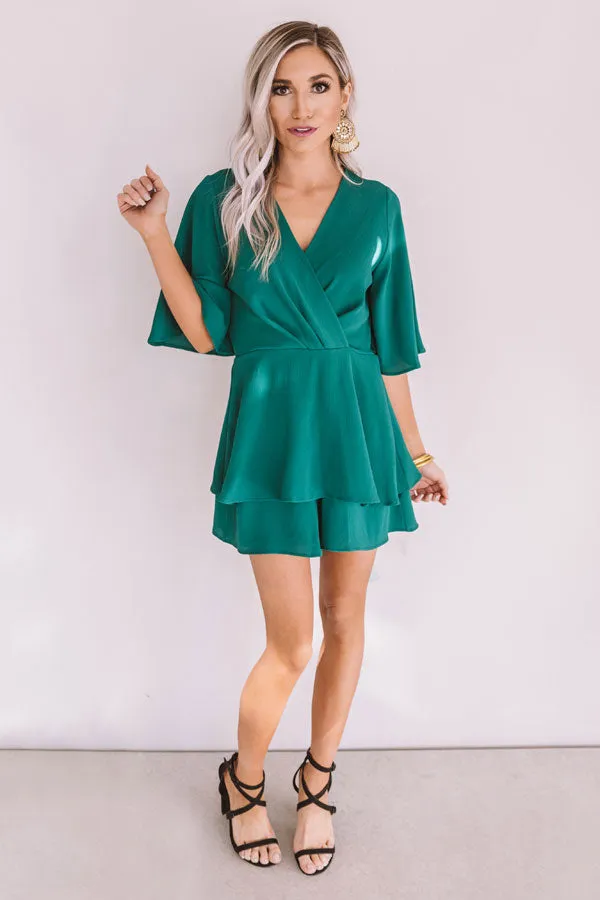 Bubbly Backstage Romper In Hunter Green