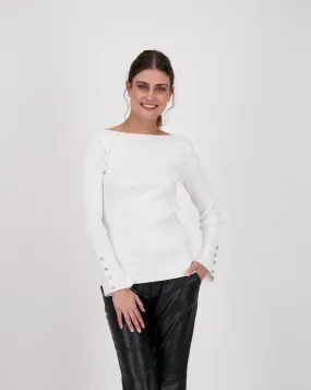 Buttoned Sleeve Knit Top