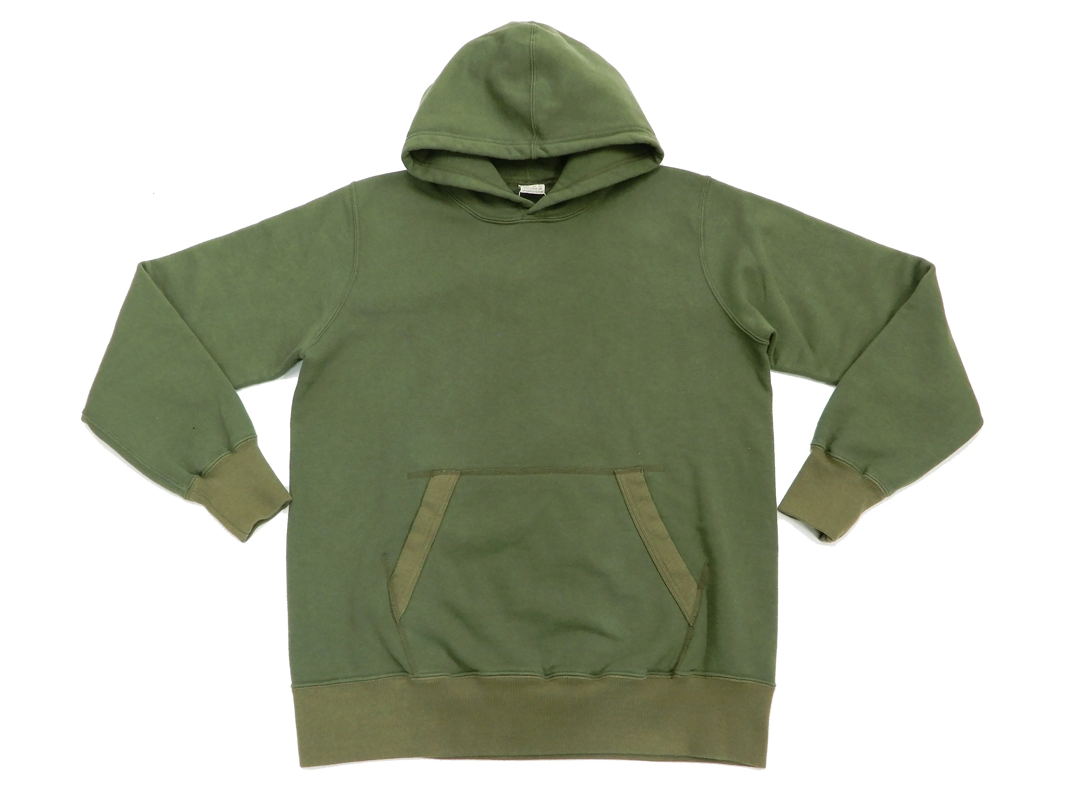 Buzz Rickson Plain Pullover Hoodie Men's Loop-wheeled Vintage Style Hooded Sweatshirt BR68914 149-Faded-Olive