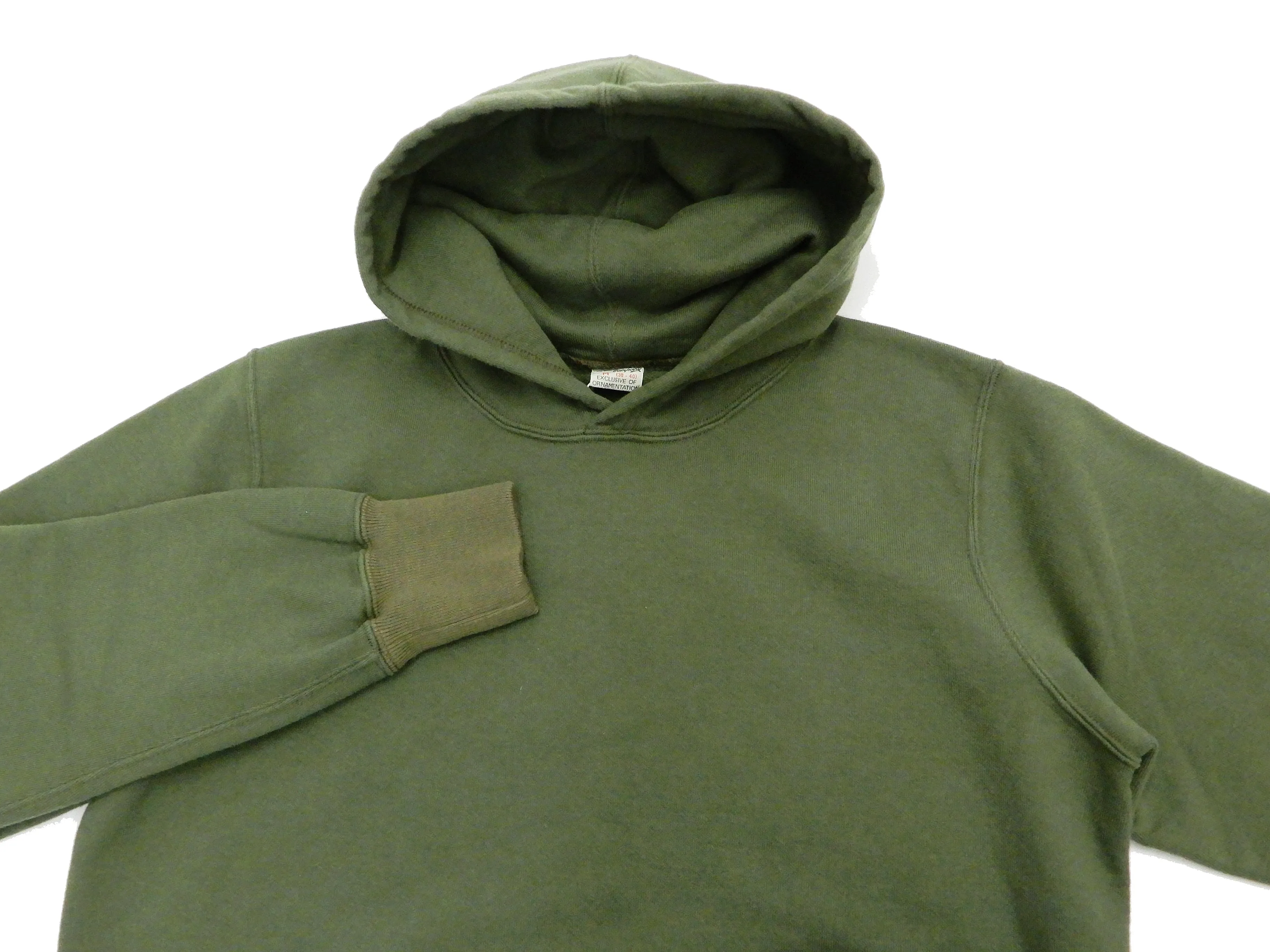 Buzz Rickson Plain Pullover Hoodie Men's Loop-wheeled Vintage Style Hooded Sweatshirt BR68914 149-Faded-Olive
