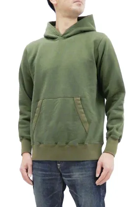 Buzz Rickson Plain Pullover Hoodie Men's Loop-wheeled Vintage Style Hooded Sweatshirt BR68914 149-Faded-Olive
