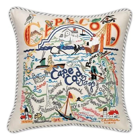 Cape Cod Embroidered CatStudio  Pillow