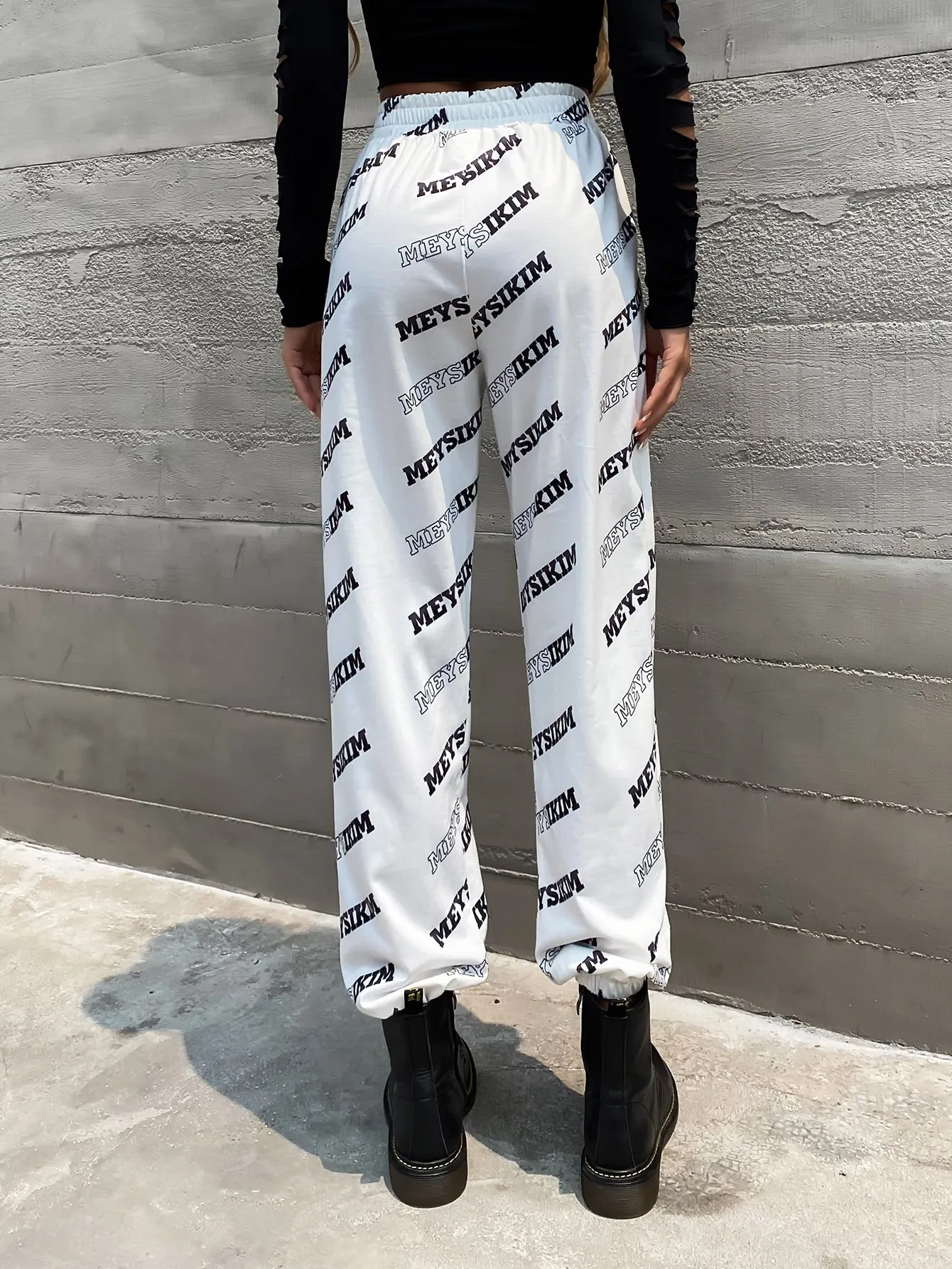 Casual Letter High Waist Cropped Women Pants