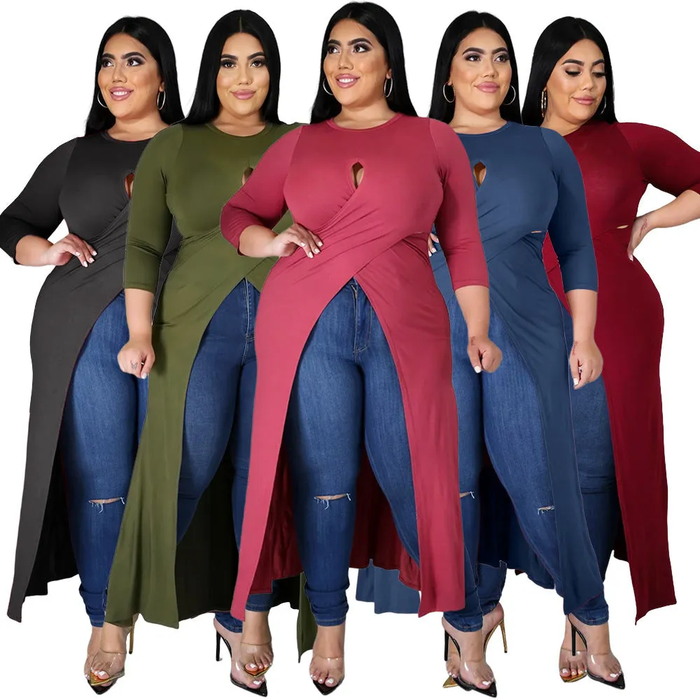 Casual loose fit Women's Split Dress Top